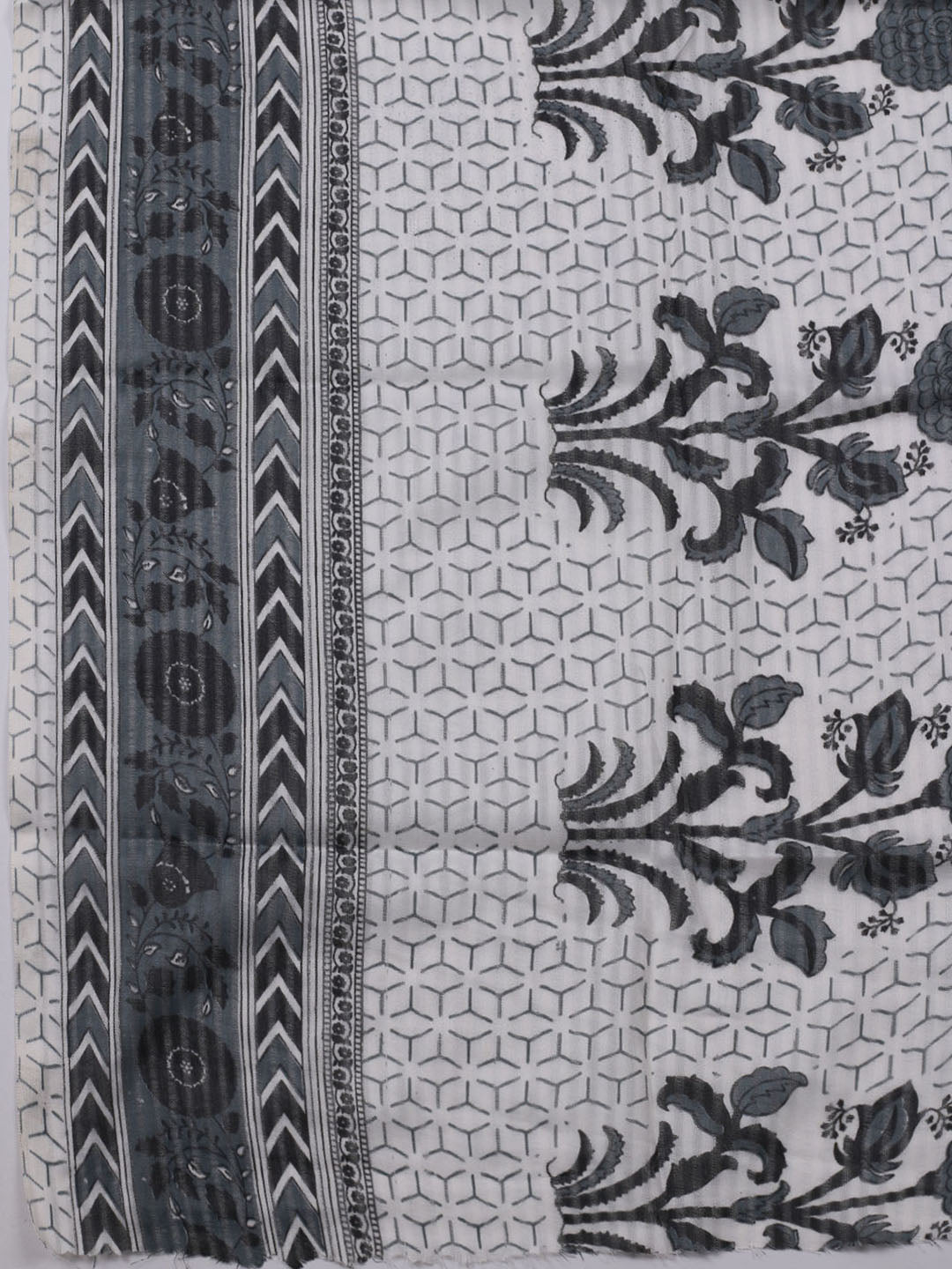 Patch Neck Cotton Blend Unstitched Suit With Dupatta