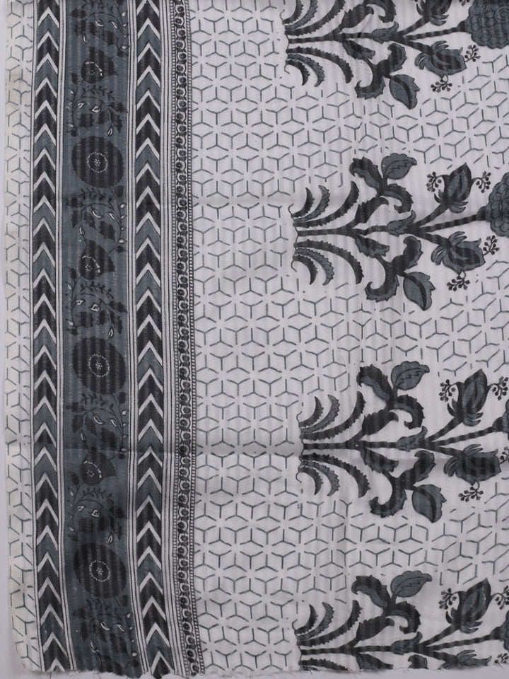 Patch Neck Cotton Blend Unstitched Suit With Dupatta