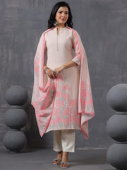 Printed Cotton Kurta With Pants & Dupatta