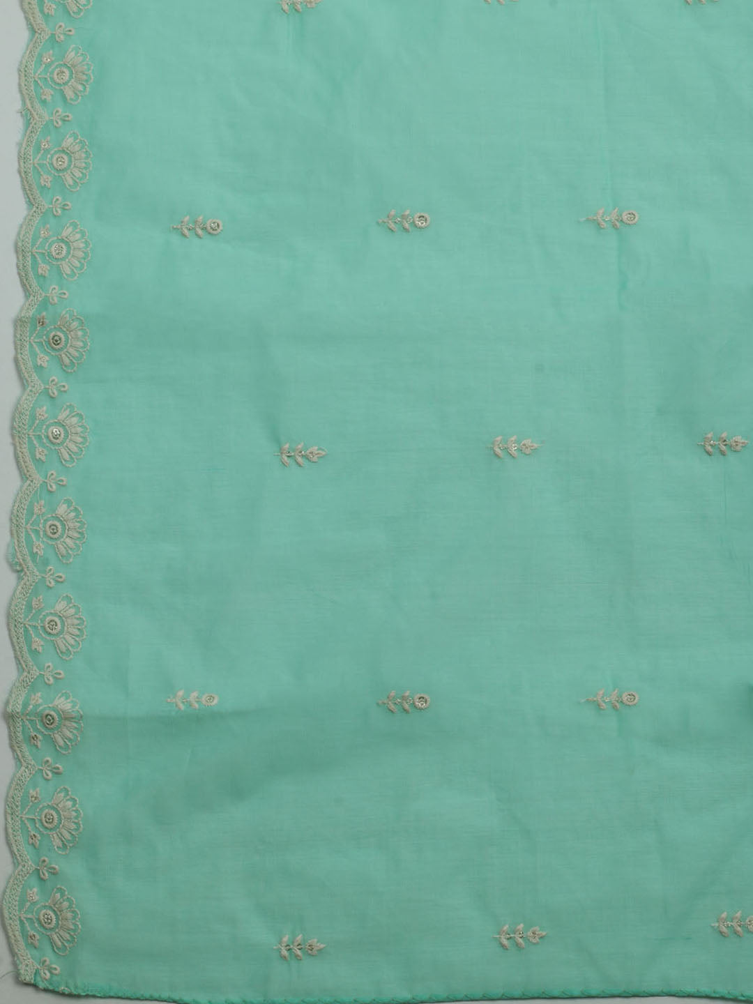 Embroidered Chanderi Unstitched Kurta With Pant & Dupatta