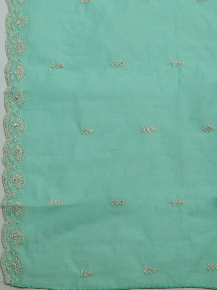 Embroidered Chanderi Unstitched Kurta With Pant &amp; Dupatta