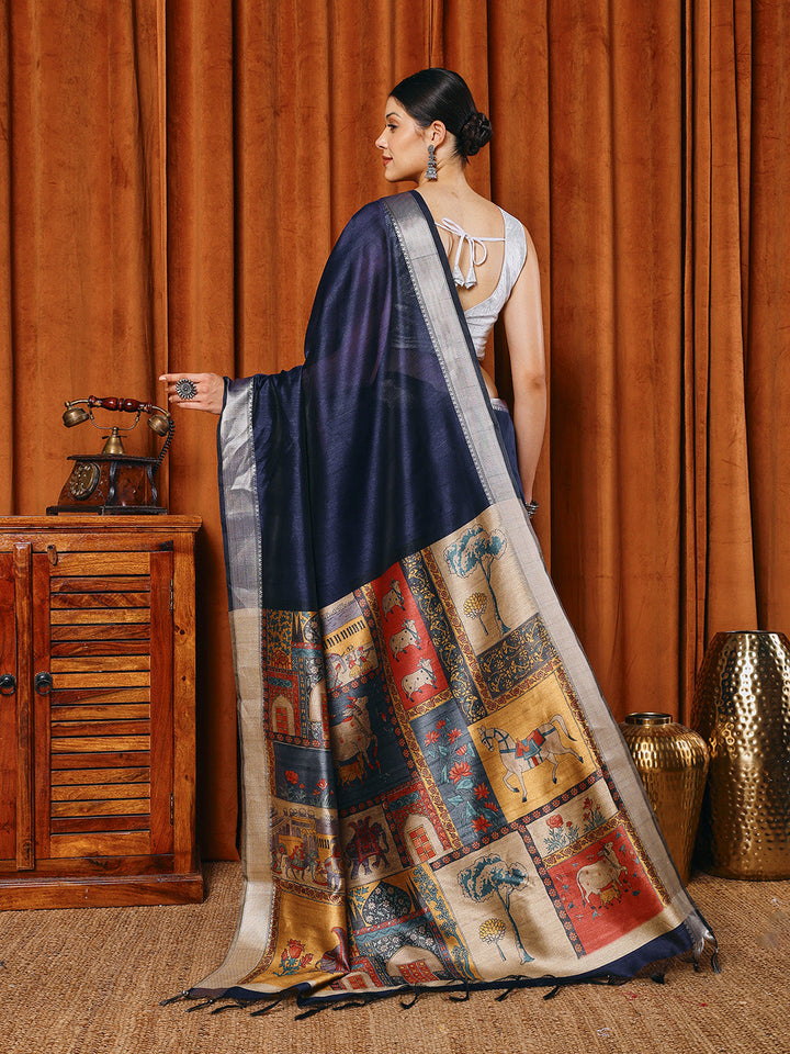 Plain Art slik Saree