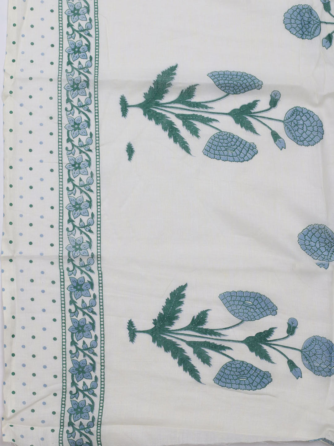 Neck Embroidered &amp; Printed Cotton Blend Unstitched Suit With Dupatta