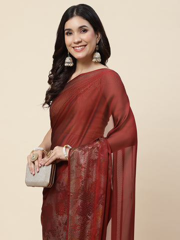 Stone Embroidery Georgette Saree