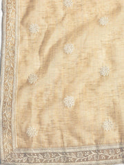 Neck Embroidered Chanderi Unstitched Suit With Dupatta