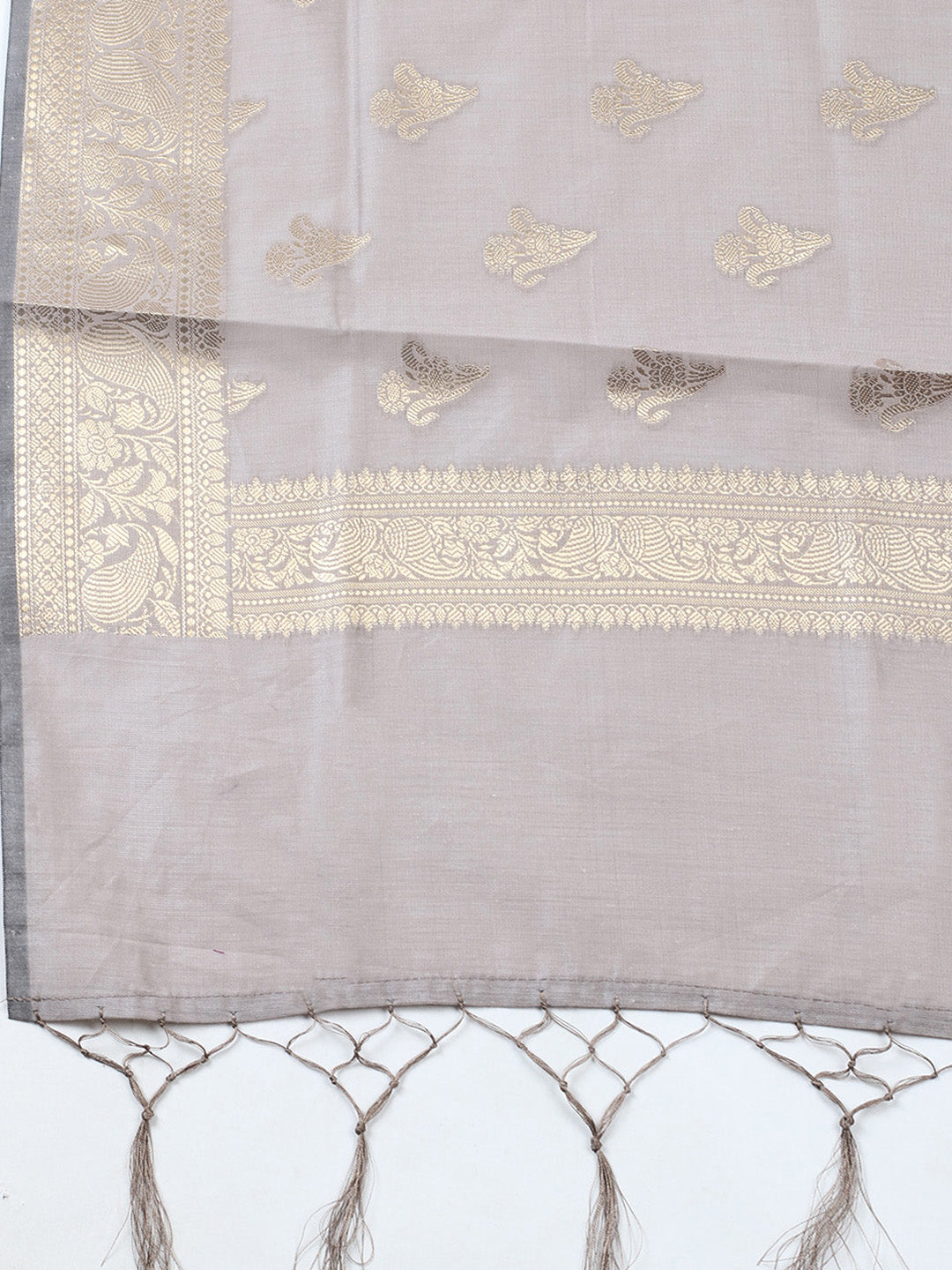 Woven Design Chanderi Unstitched Suit With Pant &amp; Dupatta