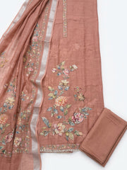 Printed Linen Blend Unstitched Suit With Pant & Dupatta