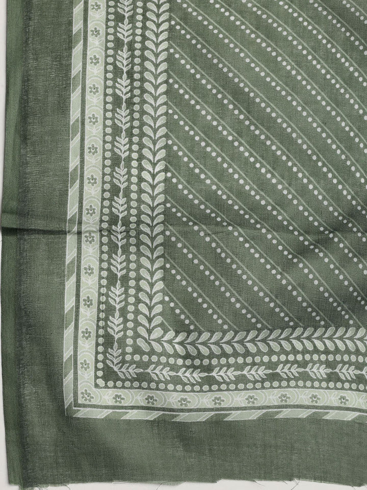 Printed Cotton Blend Unstitched Suit With Dupatta