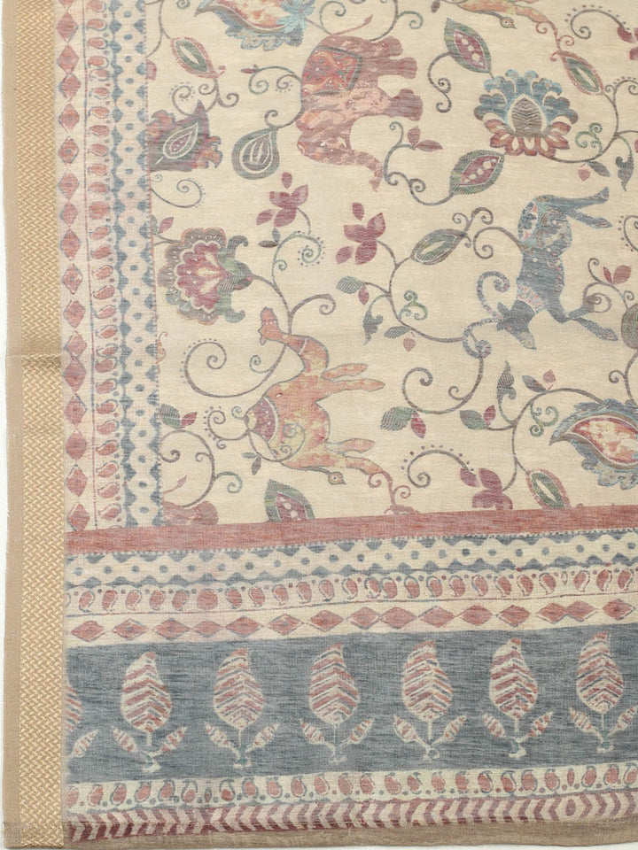 Embroidered Chanderi Unstitched Suit With Pant &amp; Dupatta