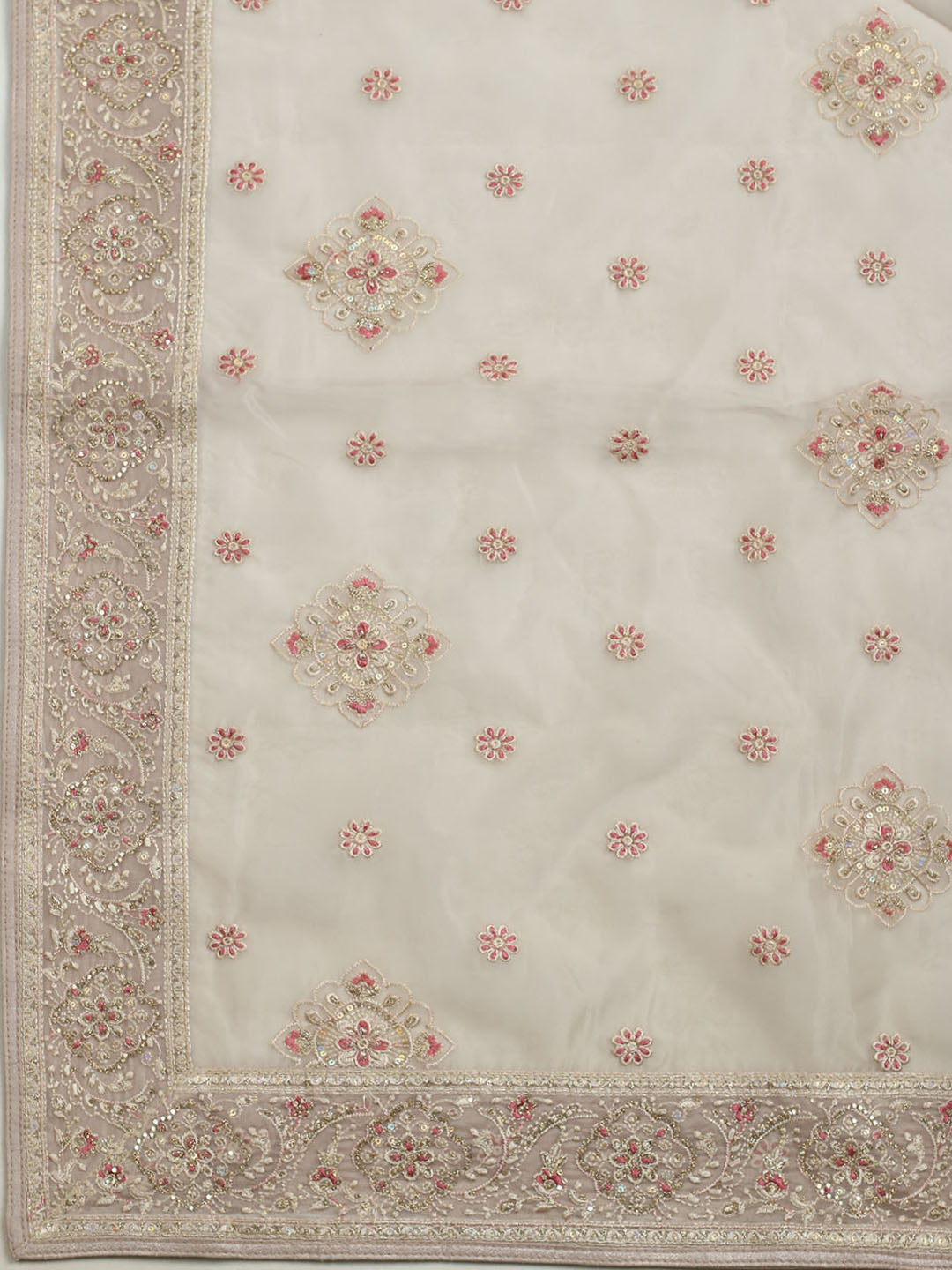 All over Embroidered Organza Unstitched Suit With Dupatta