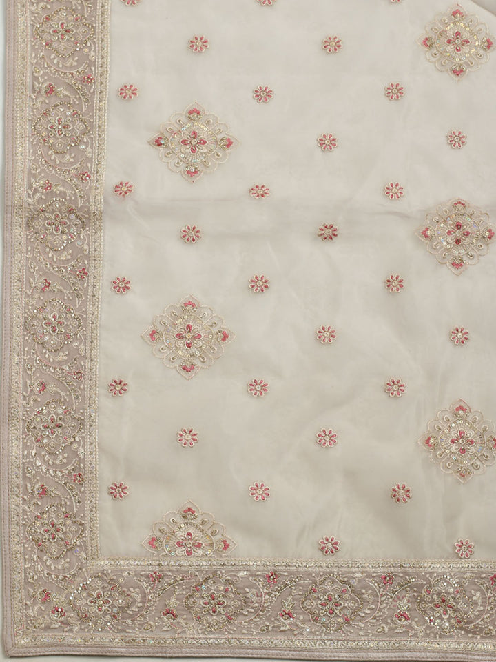 All over Embroidered Organza Unstitched Suit With Dupatta
