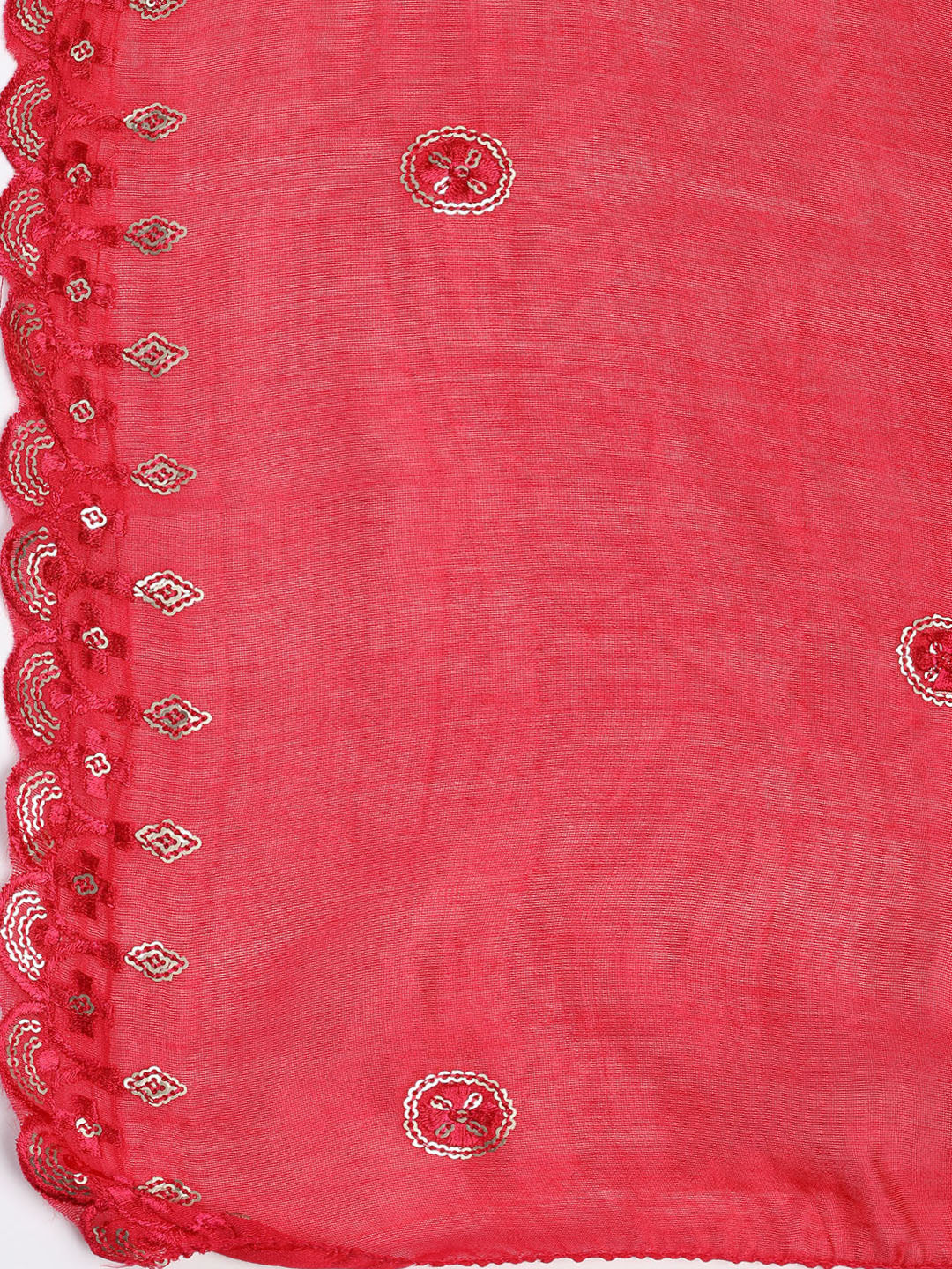 Neck Embroidered Chanderi Unstitched Suit With Dupatta