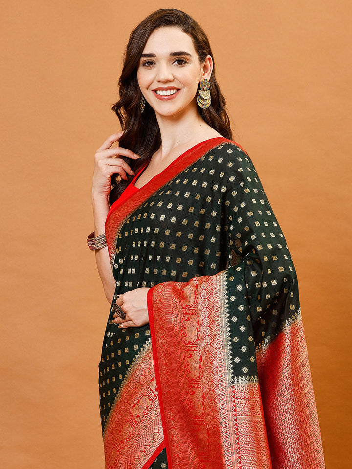Zari Border Booti Handloom Woven Saree