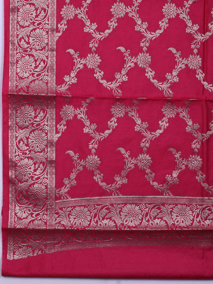 Woven Chanderi Unstitched Suit With Dupatta