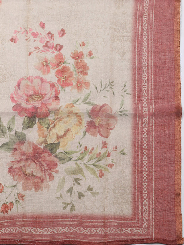 Embroidered Tissue Unstitched Suit With Pant &amp; Dupatta
