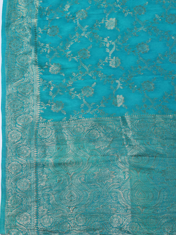 Woven Design Chanderi Unstitched Suit With Pant &amp; Dupatta