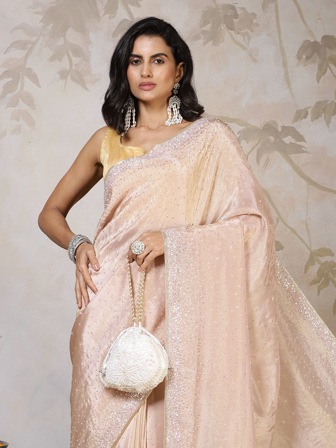 Sequence Embroidery Tissue Saree