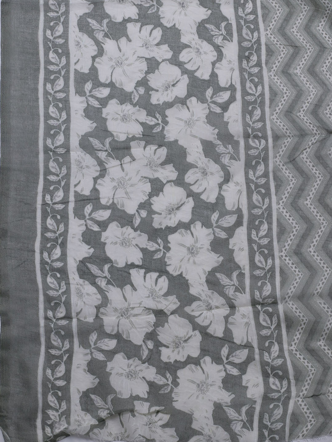 Printed Cotton Blend Unstitched Suit With Dupatta