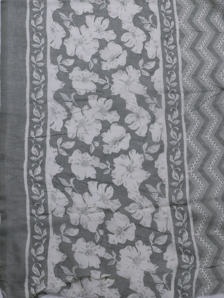 Printed Cotton Blend Unstitched Suit With Dupatta