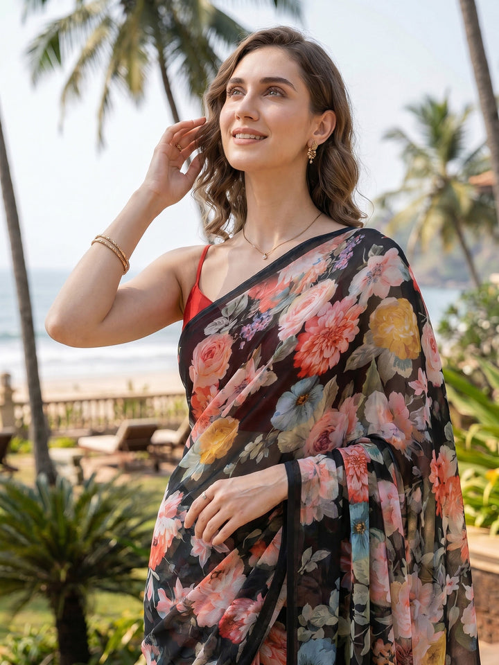 Digital Print Chiffon Saree
