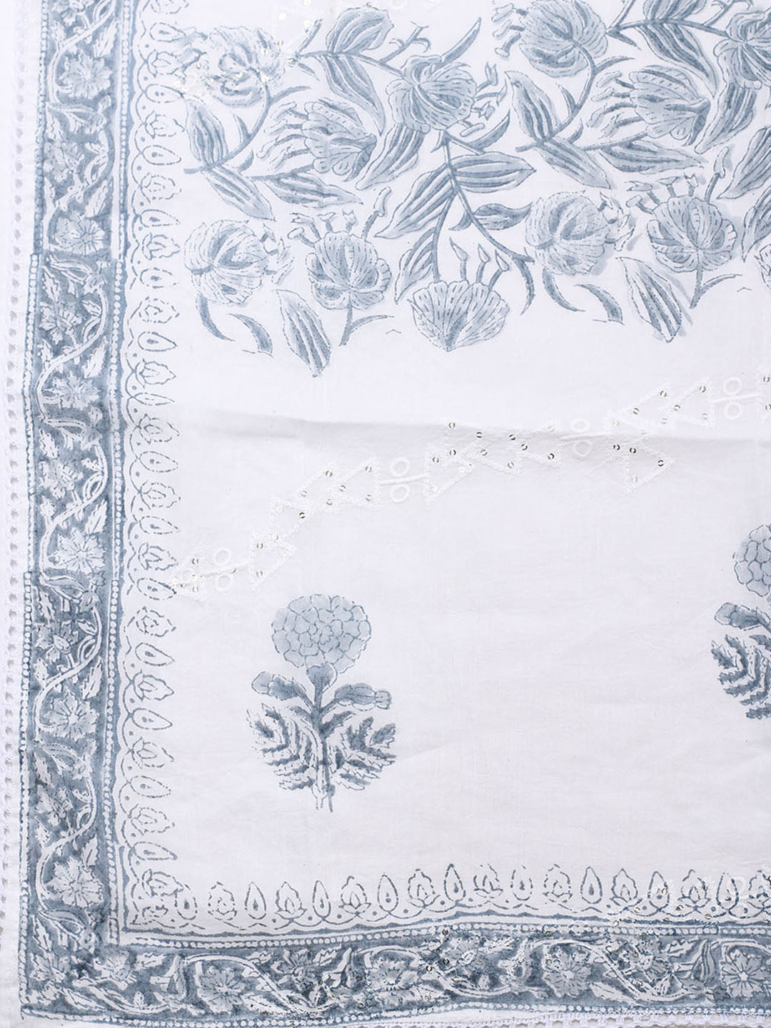 Embroidered Cotton Blend Unstitched Suit With Pant &amp; Dupatta