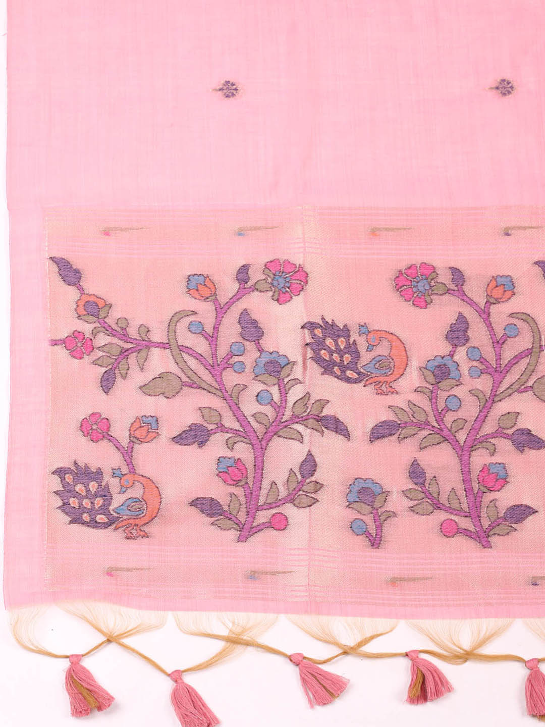 Embroidered Chanderi Unstitched Suit With Pant &amp; Dupatta