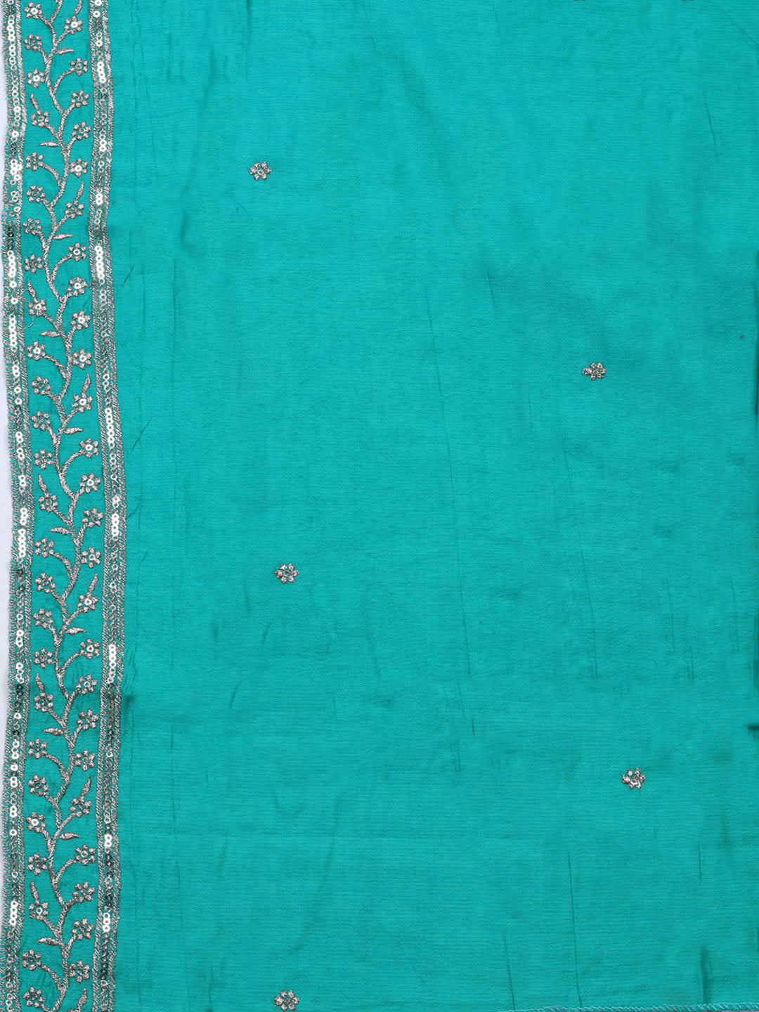 Neck Embroidered Chanderi Unstitched Suit With Dupatta