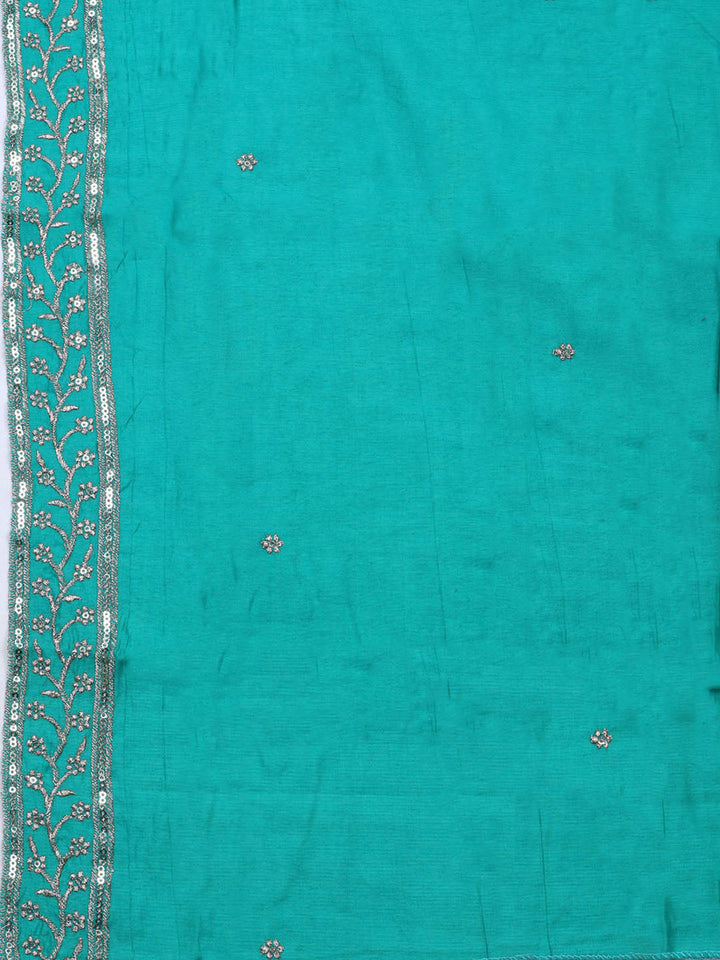 Neck Embroidered Chanderi Unstitched Suit With Dupatta