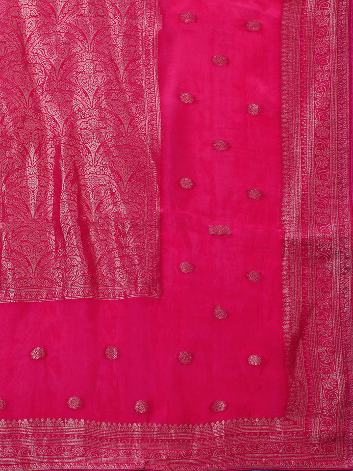 Woven Design Chanderi Unstitched Suit With Pant &amp; Dupatta