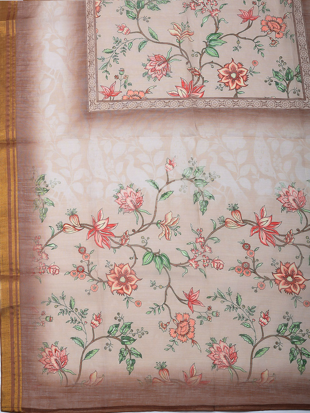 Embroidered Cotton Blend Unstitched Suit With Pant &amp; Dupatta