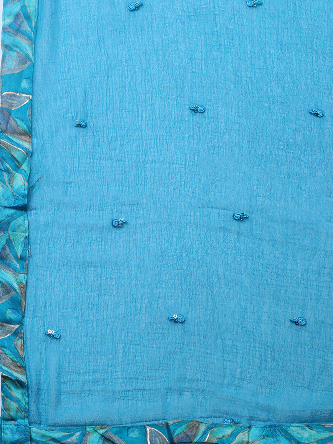 Embroidered Cotton Blend Unstitched Suit With Pant &amp; Dupatta