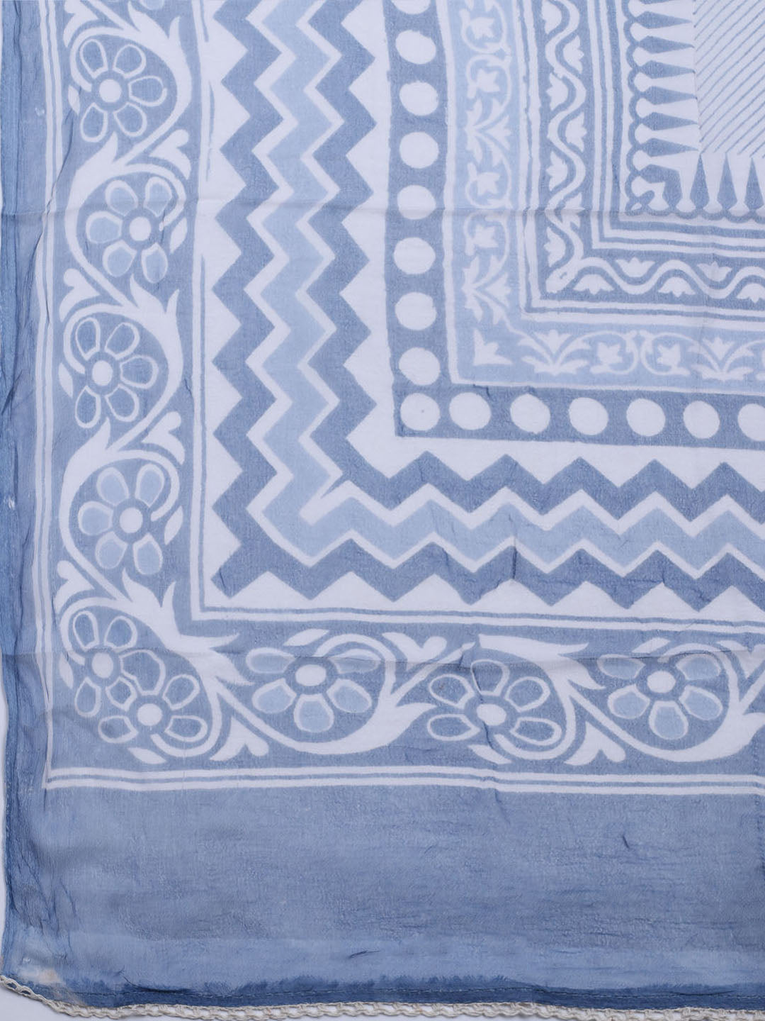 Printed Cotton Blend Unstitched Kurta With Pant &amp; Dupatta