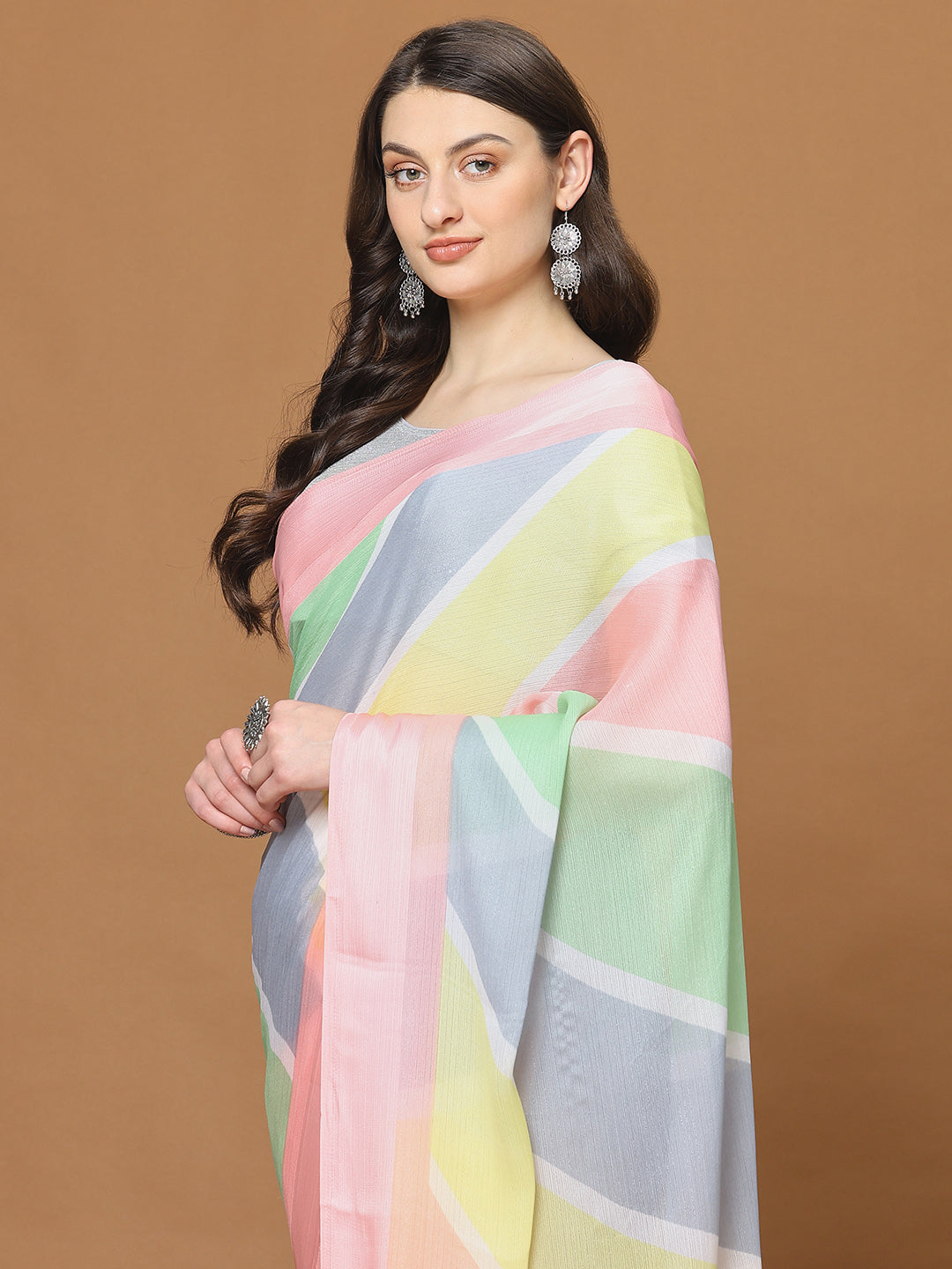 Floral Printed Chiffon Woven Saree