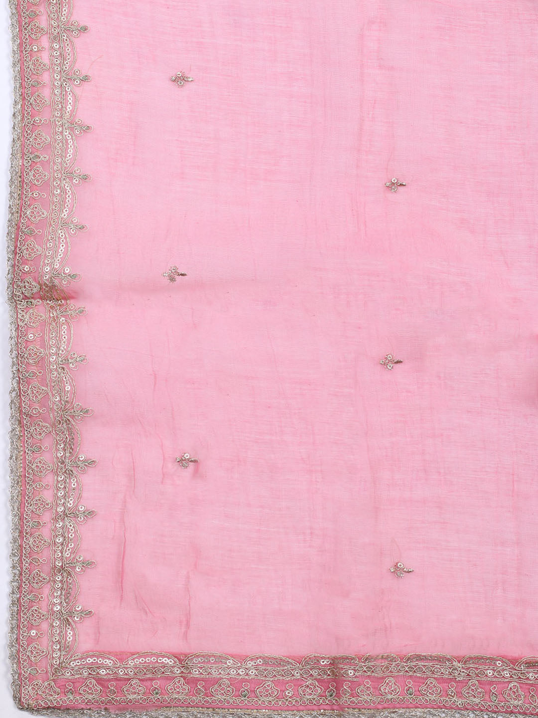 Neck Embroidered Chanderi Unstitched Suit With Dupatta