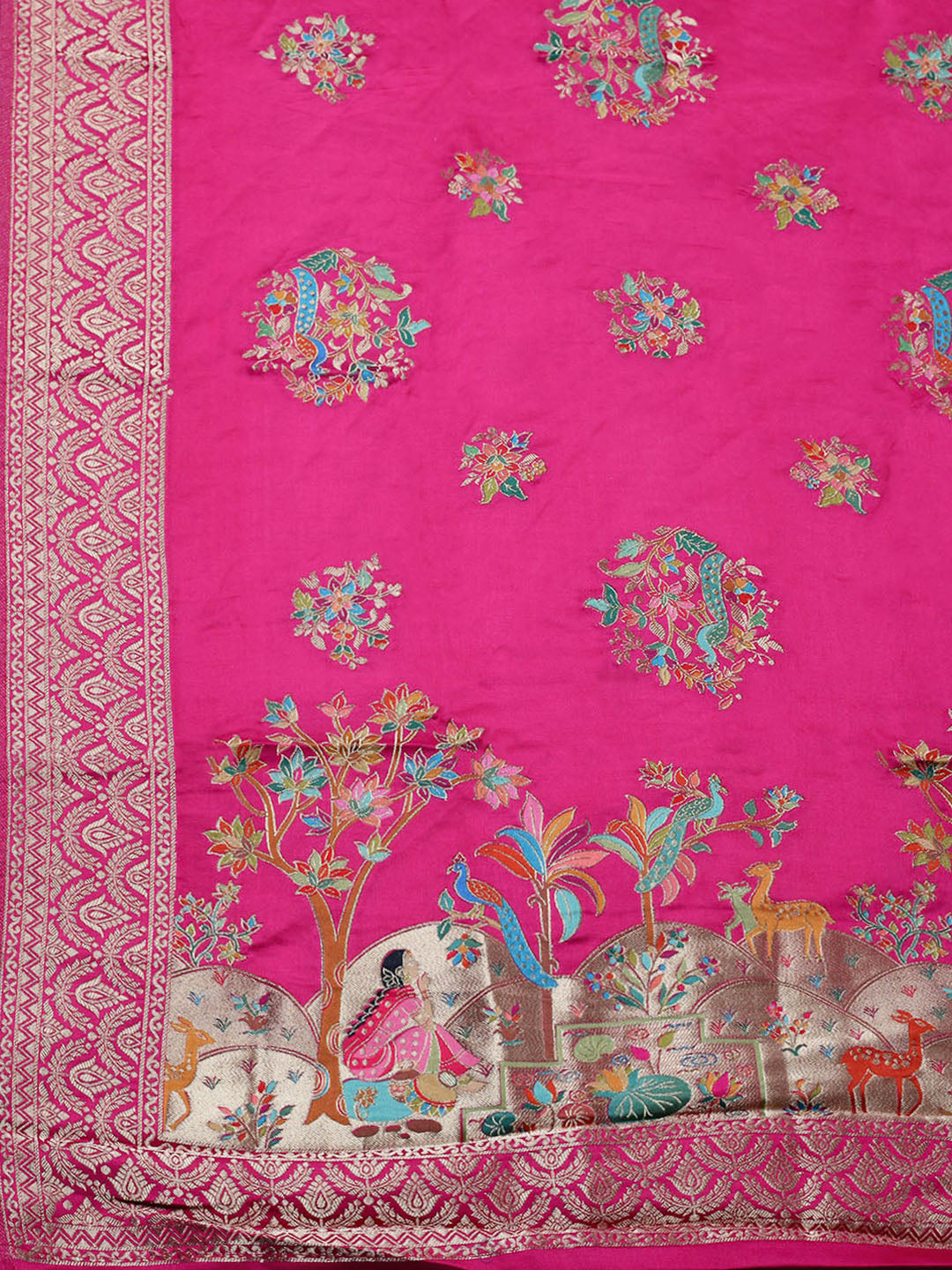 Woven Design Satin Unstitched Suit With Pant &amp; Dupatta