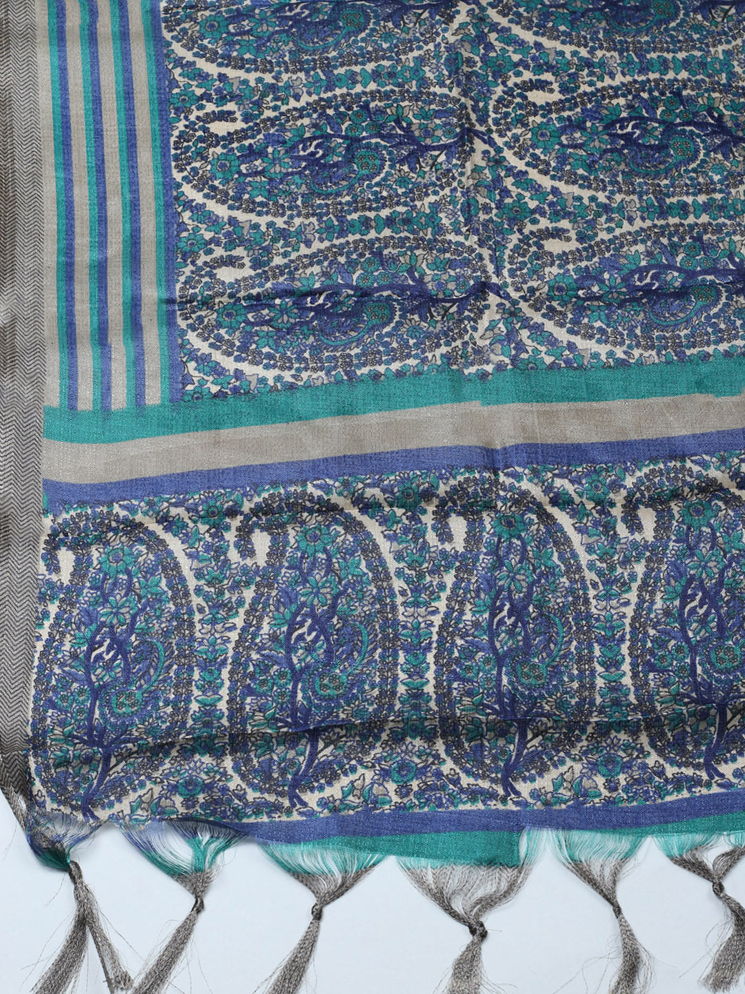 Embroidered Cotton Blend Unstitched Suit With Pant &amp; Dupatta