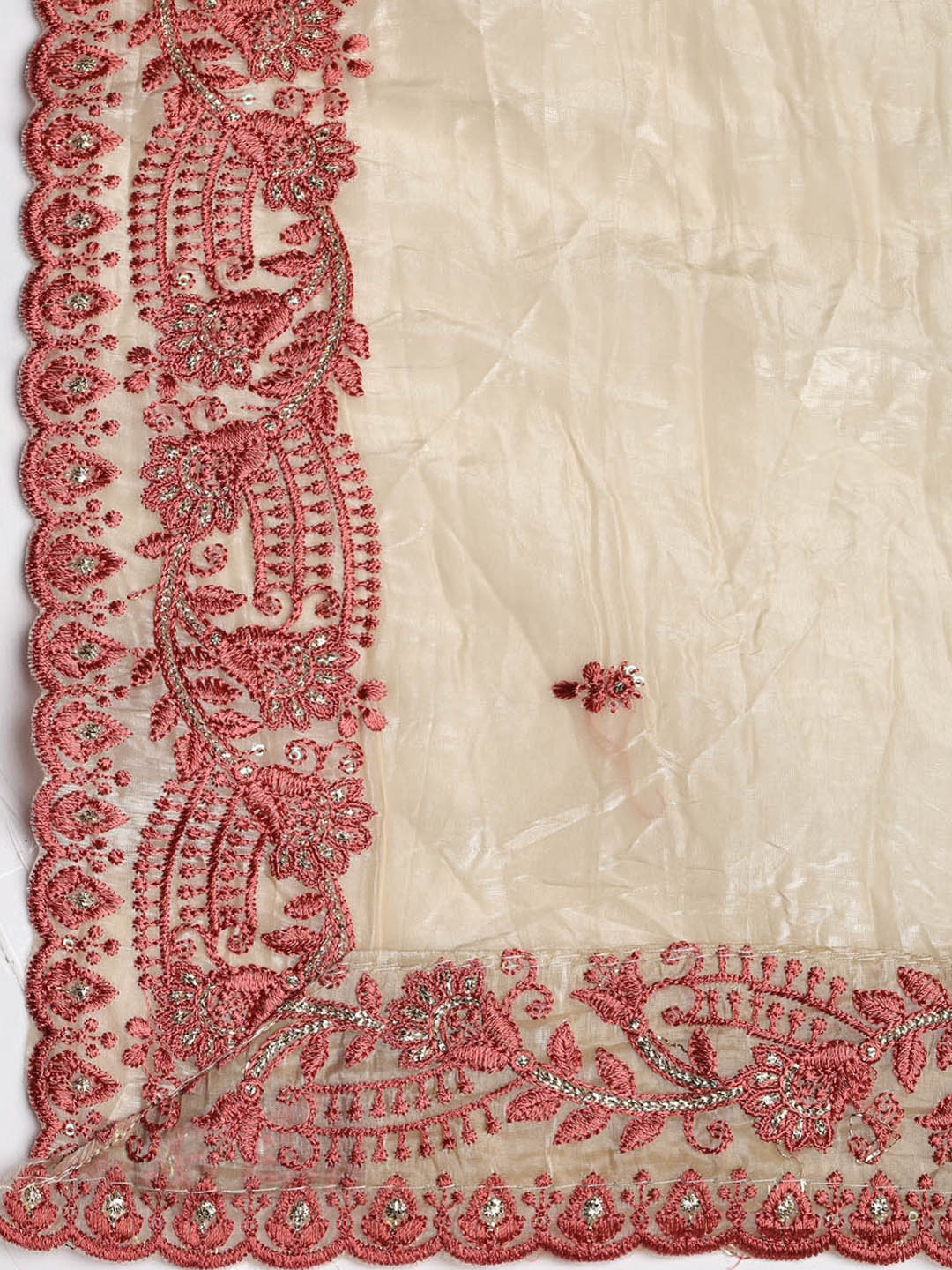 Neck Embroidered Organza Unstitched Suit With Dupatta