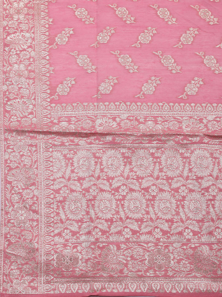 Embroidered Chanderi Unstitched Suit With Dupatta