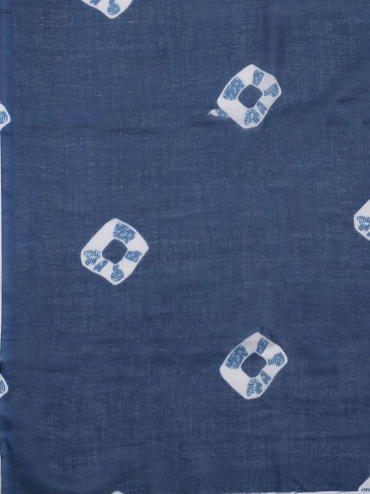 Printed Cotton Blend Unstitched Suit With Dupatta