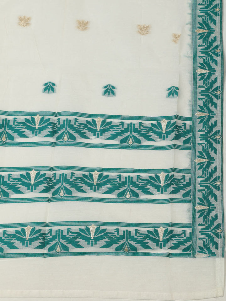 Embroidered Chanderi Unstitched Kurta With Pant &amp; Dupatta