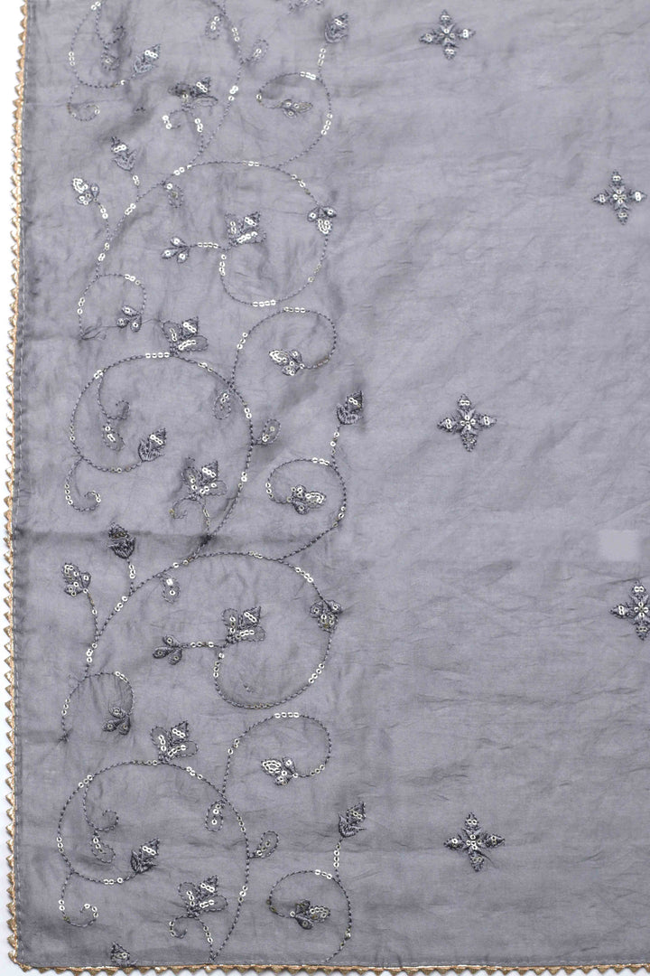 Embroidered Cotton Unstitched Suit With Pant &amp; Dupatta