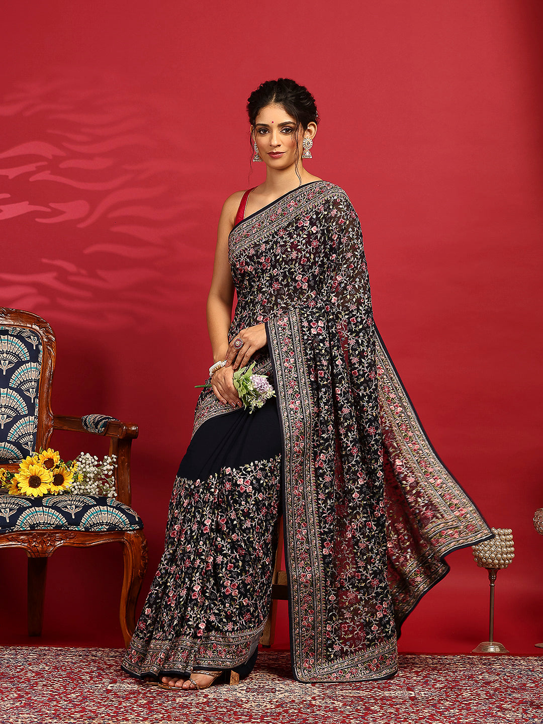 Embroidered Georgette Saree