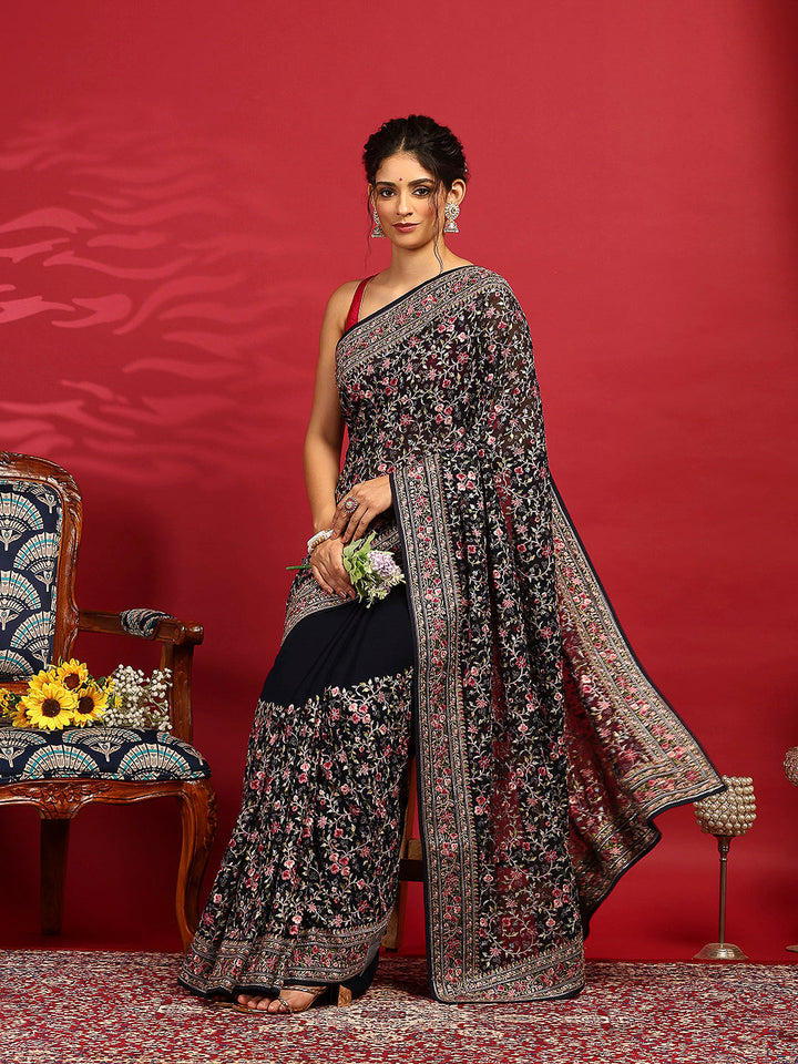 Embroidered Georgette Saree