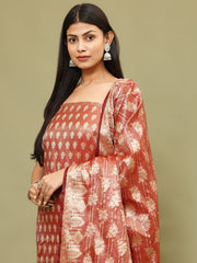 Woven Chanderi Unstitched Suit With Dupatta