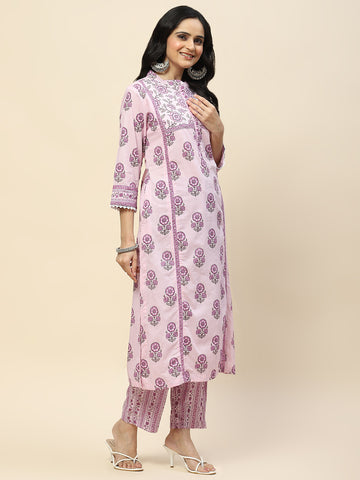 Floral Printed Cotton Kurta With Pants