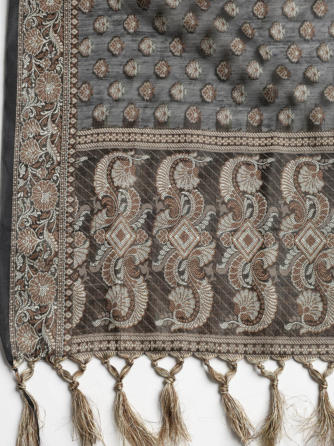 Woven Banarasi Chanderi Unstitched Suit With Dupatta
