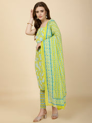 Printed Cotton Unstitched Suit Piece With Dupatta