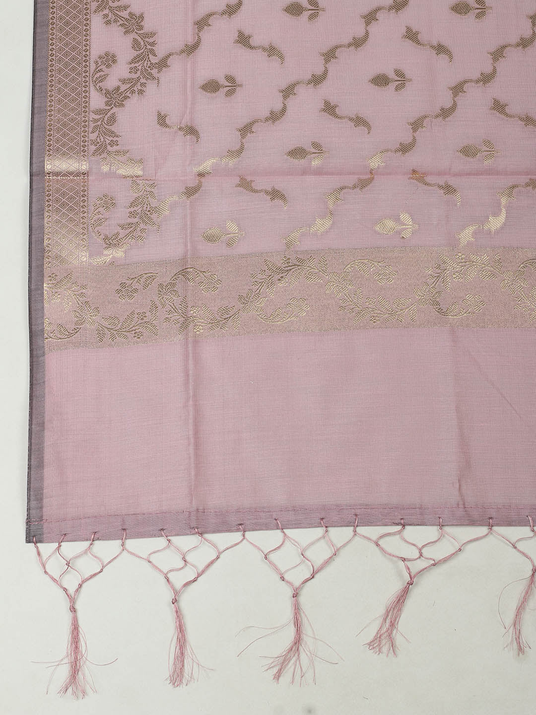 Woven Design Chanderi Unstitched Suit With Pant &amp; Dupatta