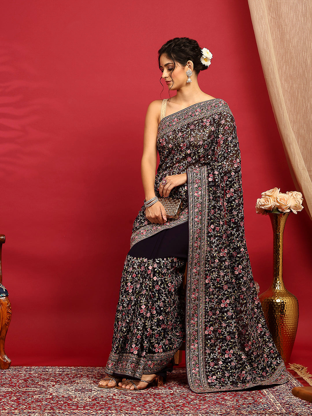 Embroidered Georgette Saree