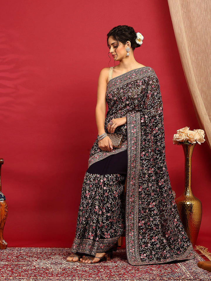 Embroidered Georgette Saree